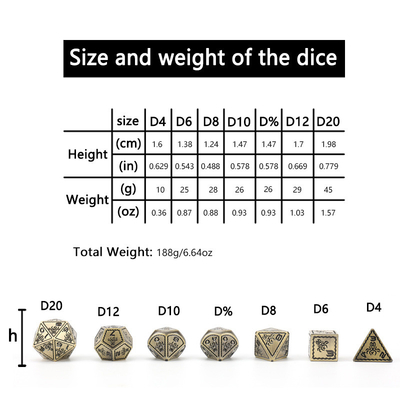 Điện áp Vintage màu Bạch tuộc kim loại Dnd Dice Set Rồng và rồng cờ vua trò chơi xúc xắc