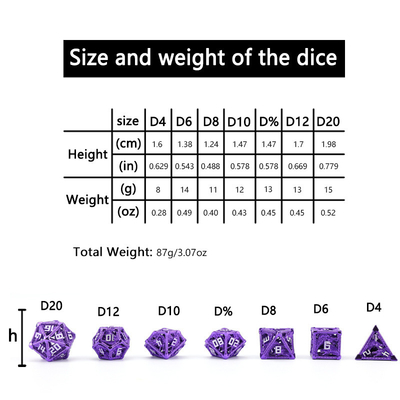 Kim loại rỗng xúc xắc đặt đa giác rồng DND phân ngục và rồng xúc xắc 7 xúc xắc