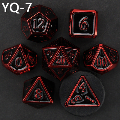 Đặt xúc xắc kim loại DND tùy chỉnh màu sắc polyhedron kim loại rắn với số bạc, được sử dụng cho trò chơi cờ vua D &amp; D