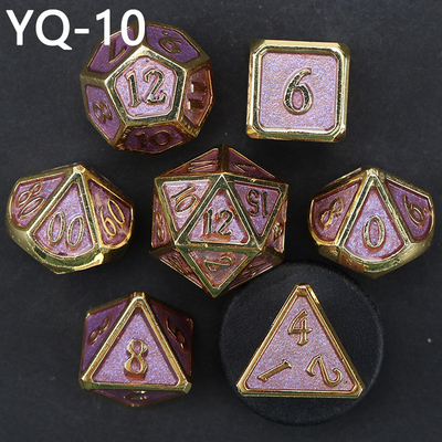 Đặt xúc xắc kim loại DND tùy chỉnh màu sắc polyhedron kim loại rắn với số bạc, được sử dụng cho trò chơi cờ vua D &amp; D