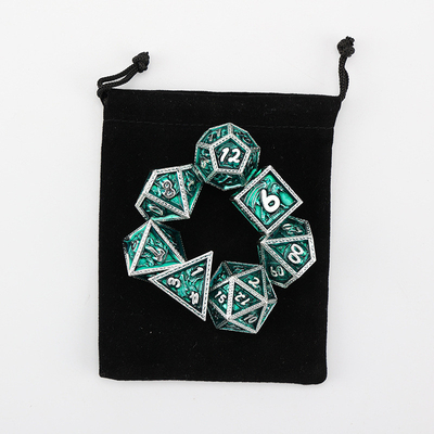 Green DND Dragon và Dungeon Metal Dice Set Customized Personalized Rune Dice Set