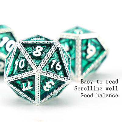 Green DND Dragon và Dungeon Metal Dice Set Customized Personalized Rune Dice Set
