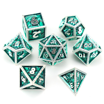 Green DND Dragon và Dungeon Metal Dice Set Customized Personalized Rune Dice Set