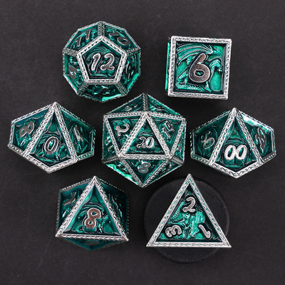 Green DND Dragon và Dungeon Metal Dice Set Customized Personalized Rune Dice Set