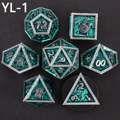 Green DND Dragon và Dungeon Metal Dice Set Customized Personalized Rune Dice Set