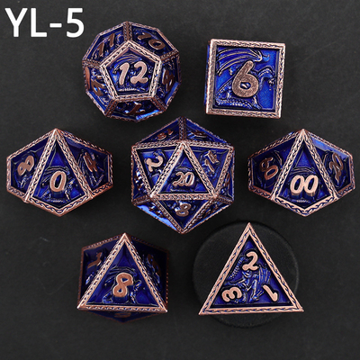Green DND Dragon và Dungeon Metal Dice Set Customized Personalized Rune Dice Set