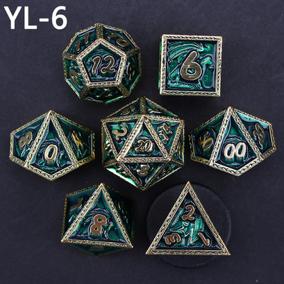 Green DND Dragon và Dungeon Metal Dice Set Customized Personalized Rune Dice Set