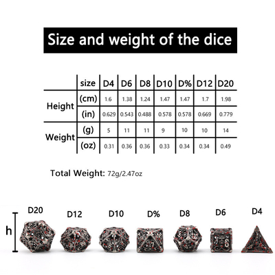 Chơi xúc xắc kim loại rỗng polyhedron tùy chỉnh xúc xắc rồng và rồng xúc xắc trò chơi bảng