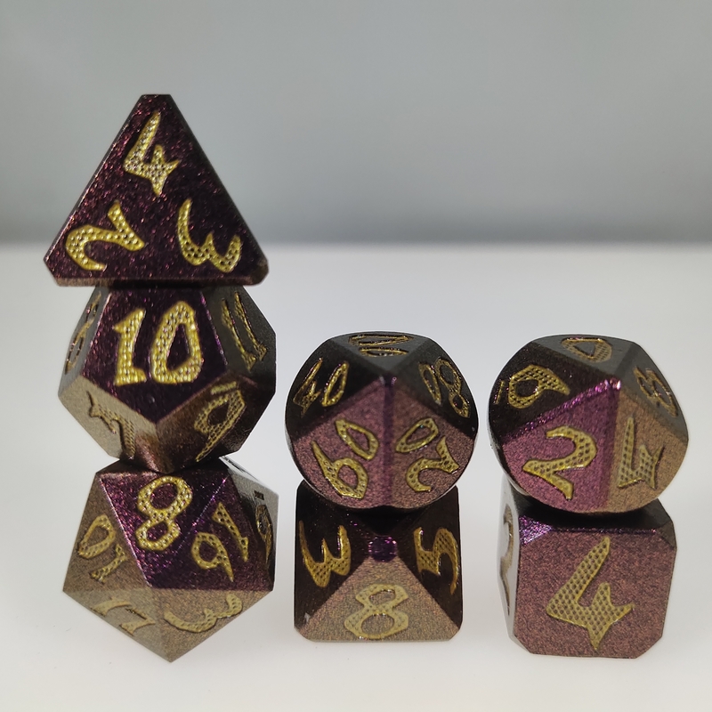 Board game RPG Bộ xúc xắc Tay 7 món Trọng lượng nhẹ Kim loại sắc đa diện Màu đen