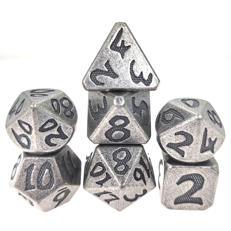 Bộ xúc xắc cho DND hoặc RPG Bộ xúc xắc Chạm khắc bằng tay Trọng lượng nhẹ Kim loại sang trọng