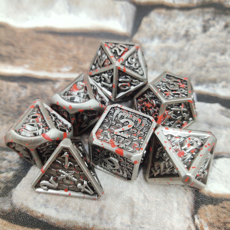 Trọng lượng nhẹ Lõi lỏng Không độc hại Dnd Rainbow Dice Đặt Kim loại đa diện Màu đen