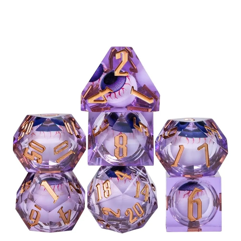 16mm Full Polyhedral Dice Moving Dungeons And Dragons Bloodshot Blue Eye Dice Set Cho Vai trò