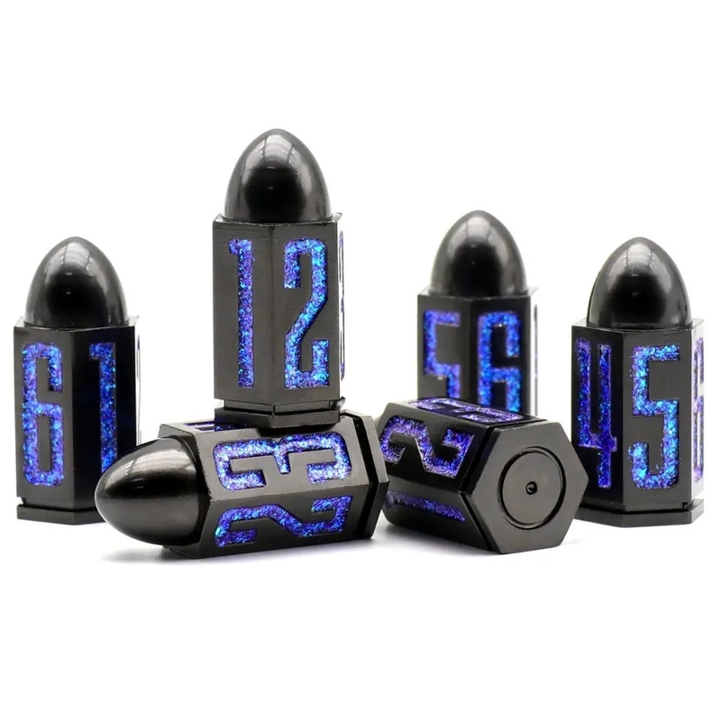 D6 Bullet Metal Dice Set 6 Pcs 6 mặt cho Dnd Dungeons Rpg Warhammer Shadowrun Dice