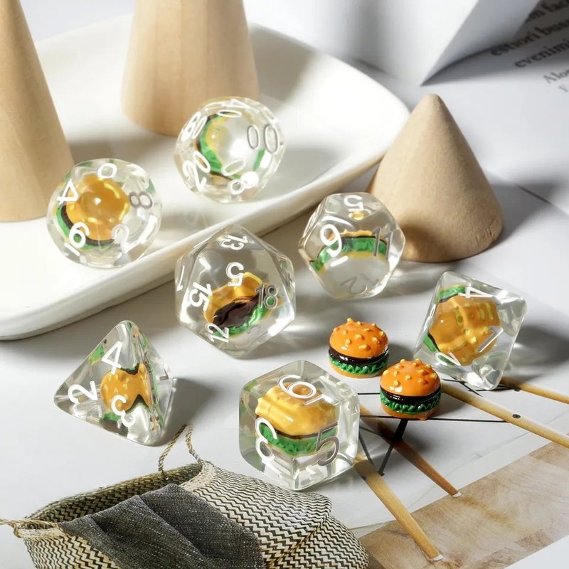 Custom Polyhedral DND Dice Set Hamburger Gaming Đối với RPG Role Playing Table Games