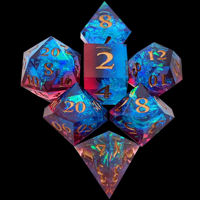 Multi Color Custom Resin Dice DND#RPG Đỏ Và Xanh Xanh