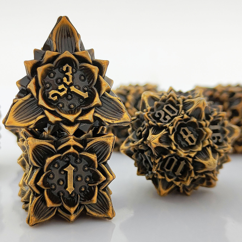 Lotus Metal Dice Set DND Dungeons And Dragons TRPG Polyhedral COC D6 Trò chơi