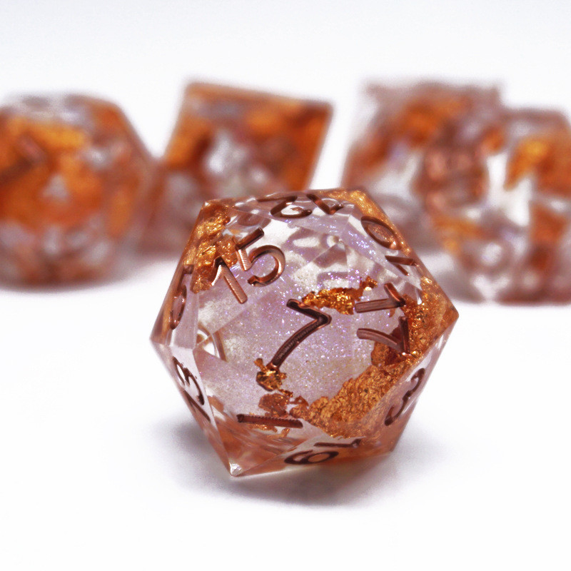 Yellow Flurry Line RPG Resin Dice Set Krusu DND Cho quà tặng và bộ sưu tập