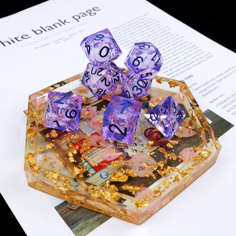Màu tímBạch chảy cát số trời nhựa nhiều mặt trò chơi xúc xắc bộ Dragon và Dungeon thành phố dnd xúc xắc