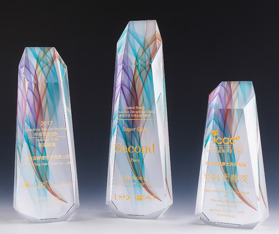 Trophy nhựa tinh thể đa màu rõ ràng và chống mòn