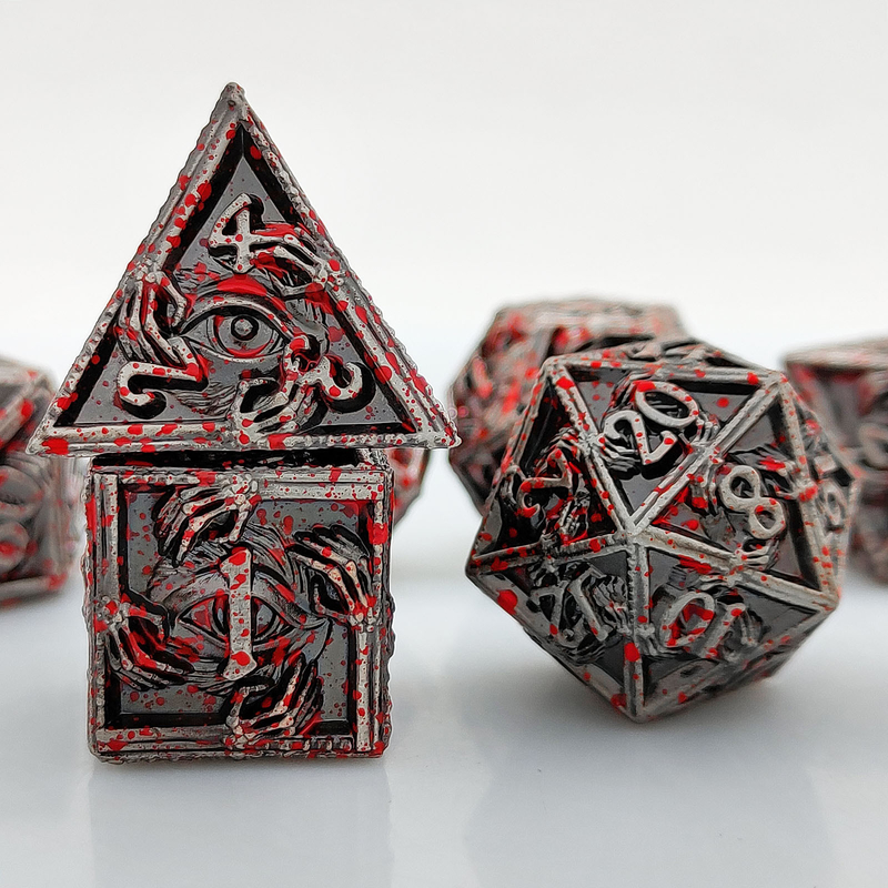 Kim loại sang trọng Đá đa diện 8 màu hoạt động TRPG Dungeons And Dragons Dnd Metal Dice Set
